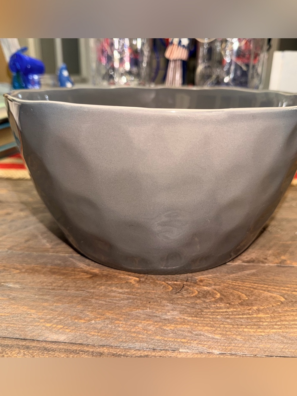 large grey-glazed stoneware bowl Naturals by Noble Excellence collection EUC